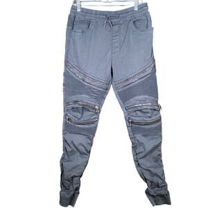 Vintage Original Denim Smoke Rise Mens Jeans Black Pull On Skinny Cotton Large